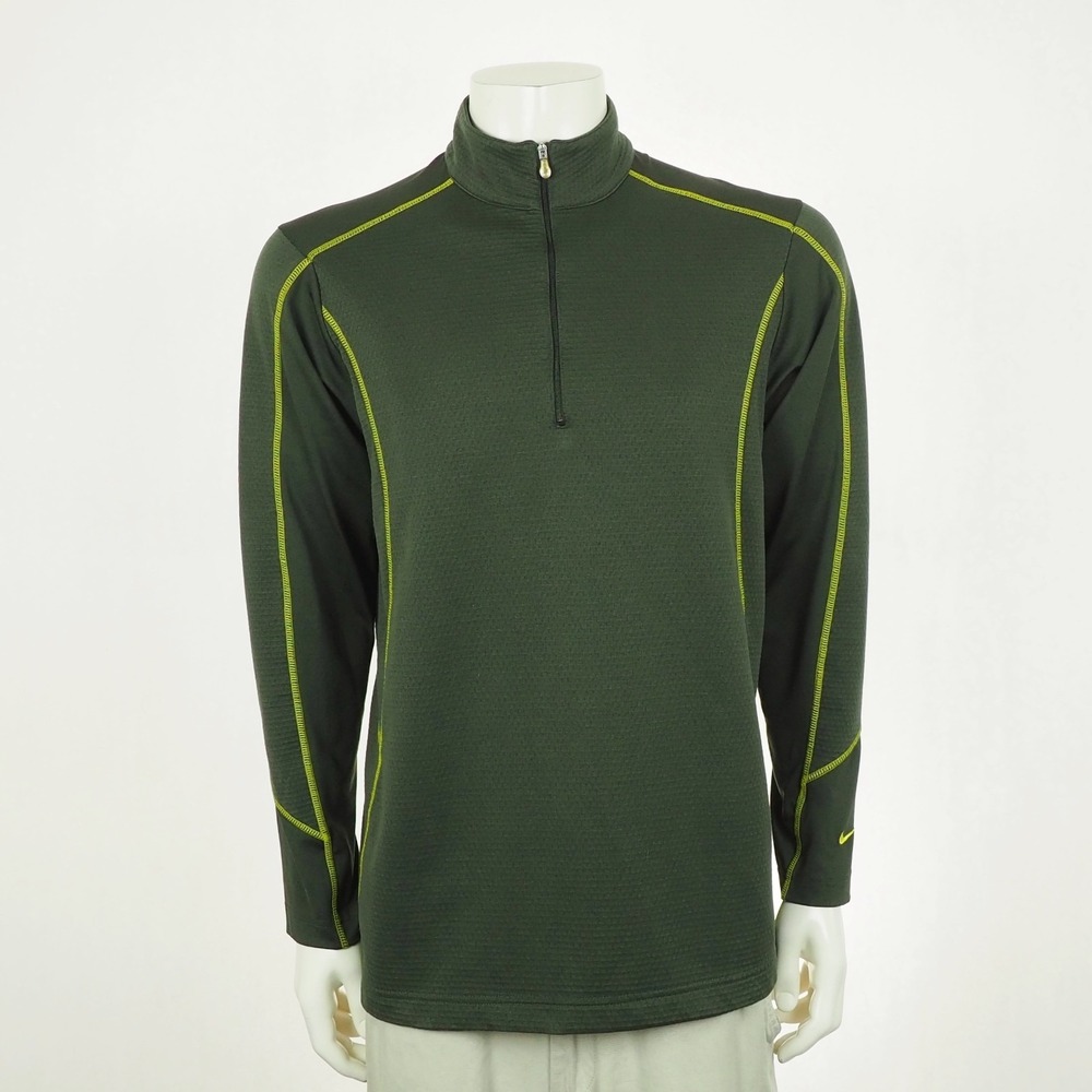 Nike Golf Pullover Shirt Mens Large Forest Green Therma-Fit 1/4-Zip Performance